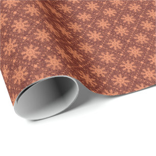 Papel De Regalo Borgoña Maroon Copper Snowflakes Vacaciones Netas