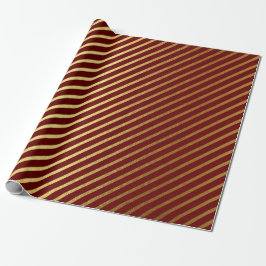 Papel De Regalo Borgoña Red Maroon Gold Stripes Lines Lux
