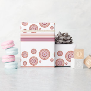 Papel De Regalo Borgoña Rosa Y Blanco