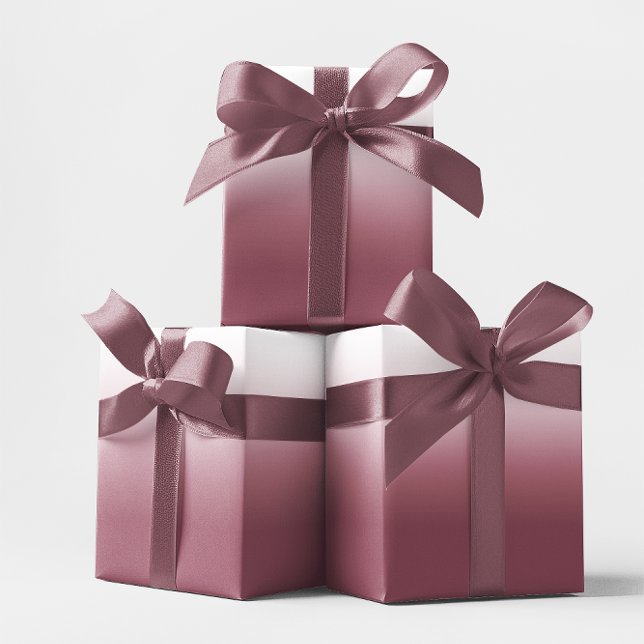 Papel De Regalo Borgoña y ómbre blanco Rosa (Rose Burgundy and White Ombre Wrapping Paper)