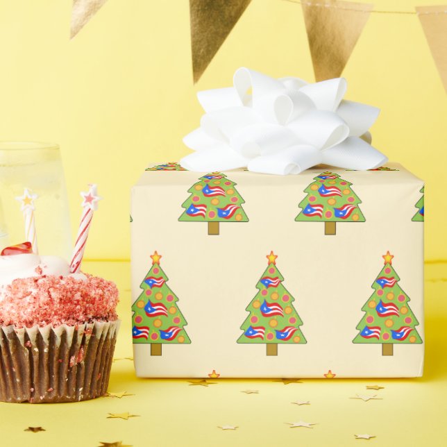 Papel De Regalo Boricua Christmas Tree Flag wrapping paper (Fiesta de cumpleaños )