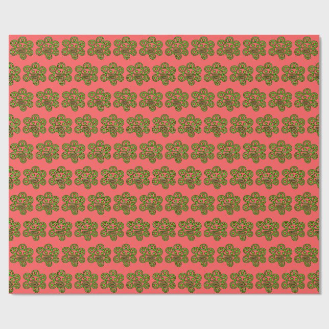 Papel De Regalo Boricua Sun Green Christmas wrapping paper (Superficie plana)