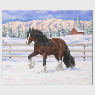 Papel De Regalo Borrador De Caballo En Nieve De La Gitana De La Ba
