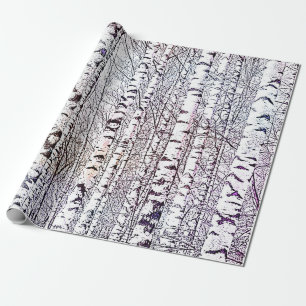 Papel De Regalo Bosque Birch de Invierno de bonito