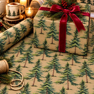 Papel De Regalo Bosque de abetos de madera invernal Kraft