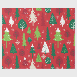 Papel De Regalo Bosque de árboles de Navidad caprichoso