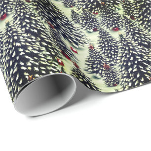 Papel De Regalo Bosque de árboles de Navidad cubiertos de nieve