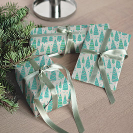 Papel De Regalo Bosque de árboles de Navidad Pastel