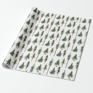 Papel De Regalo Bosque de árboles de pino de leña