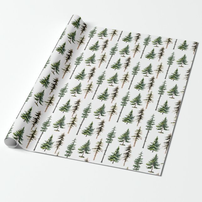 Papel De Regalo Bosque de árboles de pino de leña (Desenrollado)