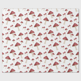 Papel De Regalo Bosque de hongos rojos acuarela