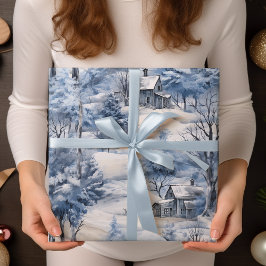 Papel De Regalo Bosque de invierno y Navidades de granero