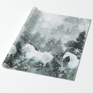 Papel De Regalo Bosque de Montaña Woodland de los Caballos Blancos
