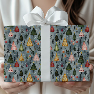 Papel De Regalo Bosque de Navidad Árbol Patrón Caprichoso de Invie