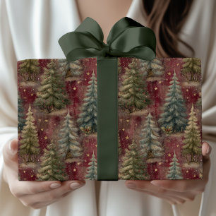 Papel De Regalo Bosque de Navidad de Pino Encantado