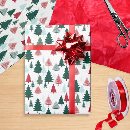 Papel De Regalo Bosque de Pino Rústico Árboles de Navidad Patrón E
