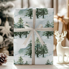Papel De Regalo Bosque de Pinos Rústicos de Invierno