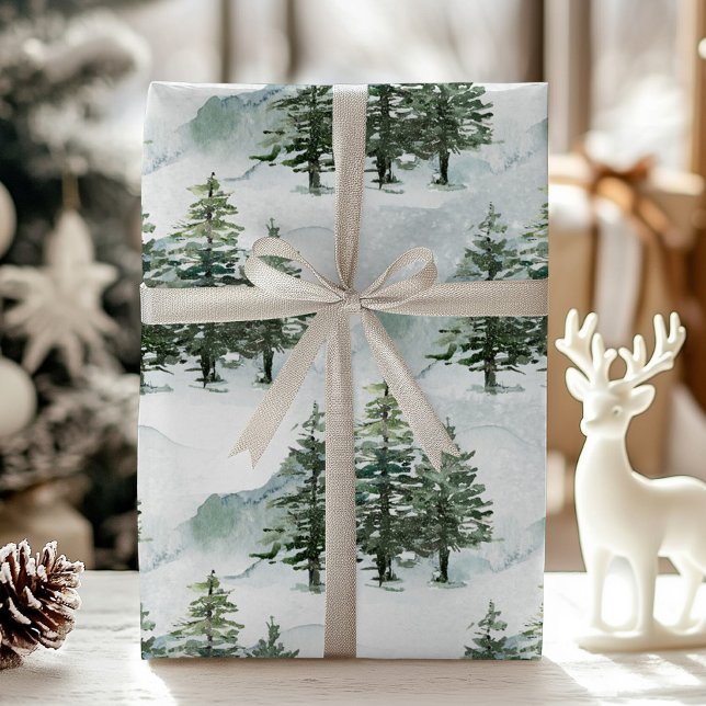 Papel De Regalo Bosque de Pinos Rústicos de Invierno (Subido por el creador)