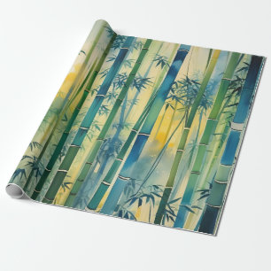 Papel De Regalo Bosque denso de bambú al atardecer