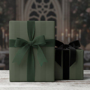 Papel De Regalo Bosque elegante verde sobre rayas gruesas verdes