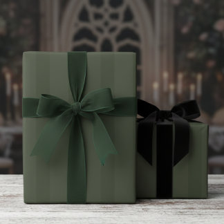 Papel De Regalo Bosque elegante verde sobre rayas gruesas verdes