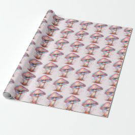 Papel De Regalo Bosque Encantado Hongos Iridescentes 
