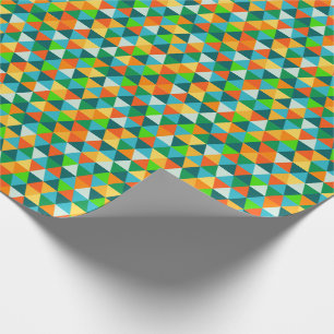 Papel De Regalo Bosque geométrico verde/naranja/verde acuático de 