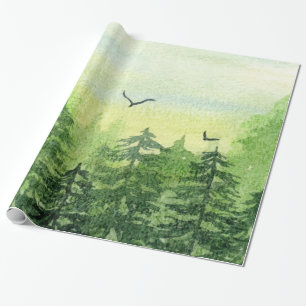 Papel De Regalo Bosque invernal, aves del bosque
