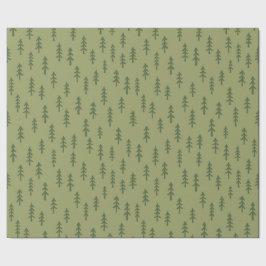 Papel De Regalo Bosque invernal de abeto simple en verde helecho s