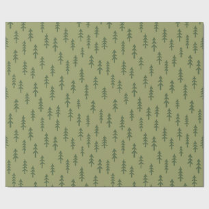 Papel De Regalo Bosque invernal de abeto simple en verde helecho s