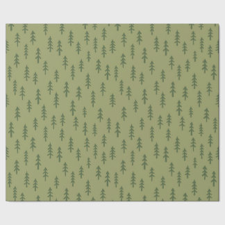 Papel De Regalo Bosque invernal de abeto simple en verde helecho s