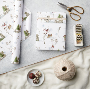 Papel De Regalo Bosque Invernal   Navidad