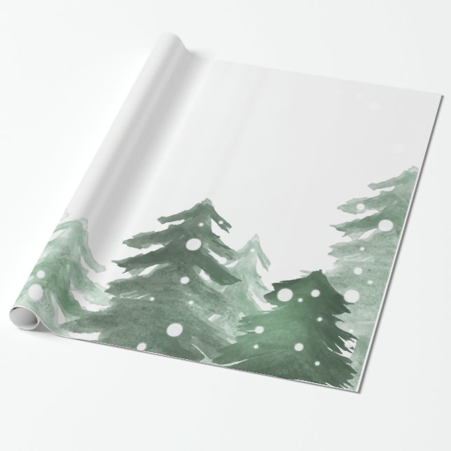 Papel De Regalo Bosque invernal, nieve forestal (Desenrollado)
