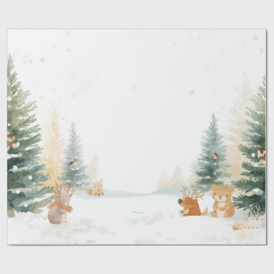 Papel de Regalo Bosque Invernal – Pinos Nevados