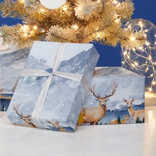 Papel De Regalo Bosque invernal, renos del bosque