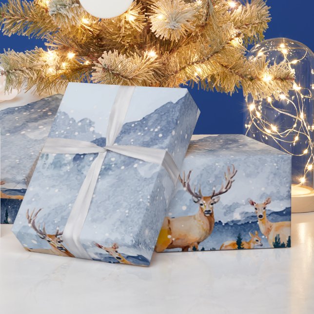 Papel De Regalo Bosque invernal, renos del bosque (Vacaciones)
