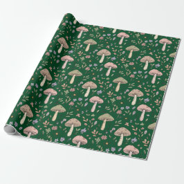 Papel De Regalo Bosque Oscuro Patrón Transparente de Hongos Esmera