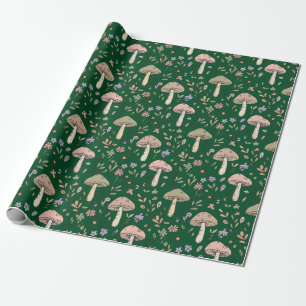 Papel De Regalo Bosque Oscuro Patrón Transparente de Hongos Esmera
