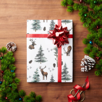 Papel De Regalo Bosque Rústico de Ciervo/ Ciervo Macho Navidad