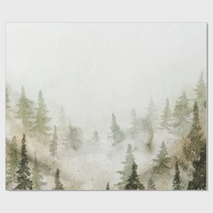 Papel De Regalo Bosque, Selva, Árboles de Pino, Luces de Cadena
