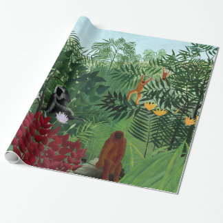 Papel De Regalo Bosque tropical con monos Rousseau Bella Artes