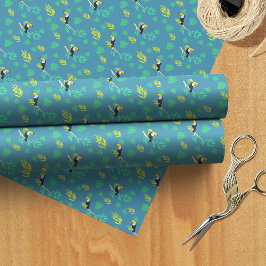 Papel De Regalo Bosque tropical tropical azul y verde
