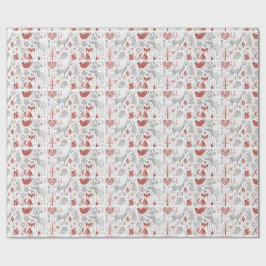 Papel De Regalo Bosque y animales escandinavos del navidad