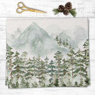 Papel De Regalo Bosque y Montaña Naturaleza Acuarela