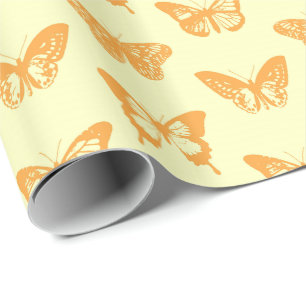 Papel De Regalo Bosquejo, amarillo y naranja de la mariposa