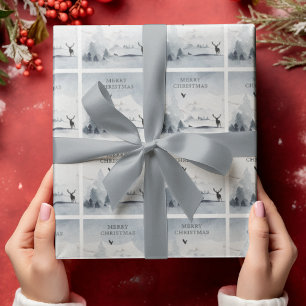 Papel De Regalo Bosques de invierno y montañas Escena de Navidad n