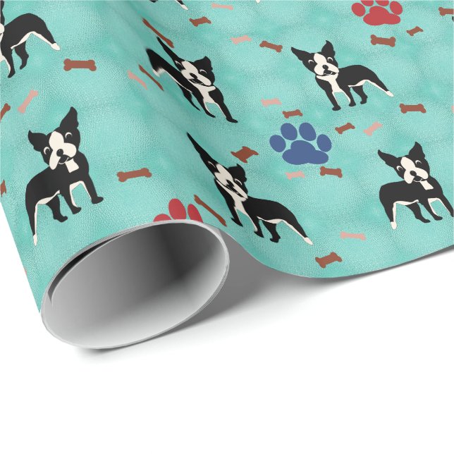Papel De Regalo Boston Terrier (Esquina del rollo)