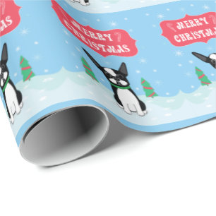 Papel De Regalo Boston terrier Feliz Navidad