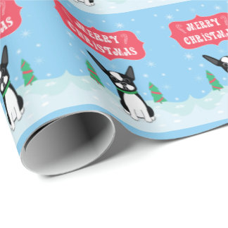Papel De Regalo Boston Terrier Merry Christmas