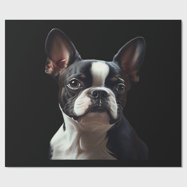 Papel De Regalo Boston Terrier - Oil Paint Classic T-Shirt (Superficie plana)